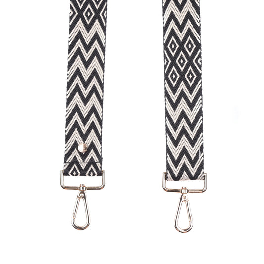 Strap black & stone zig zag