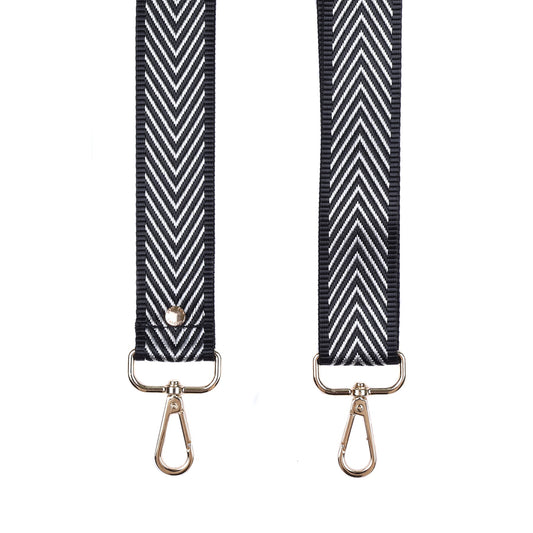 Strap Black & Silver Herringbone