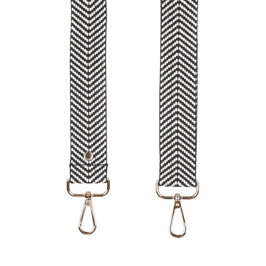 Strap black & white herringbone